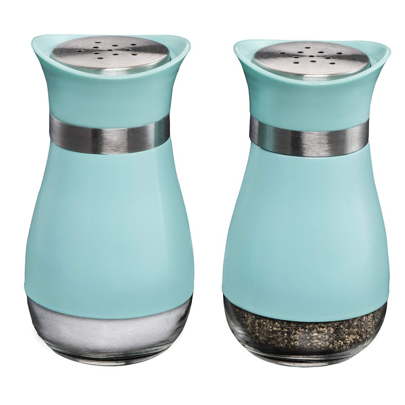 MITBAK Salt and Pepper Shakers (2-Pc. Set) Elegant w/Clear Glass Bottom | Compact Cooking, Kitchen and Dining Room Use | Classic, Refillable Design (Blue) - Image 1